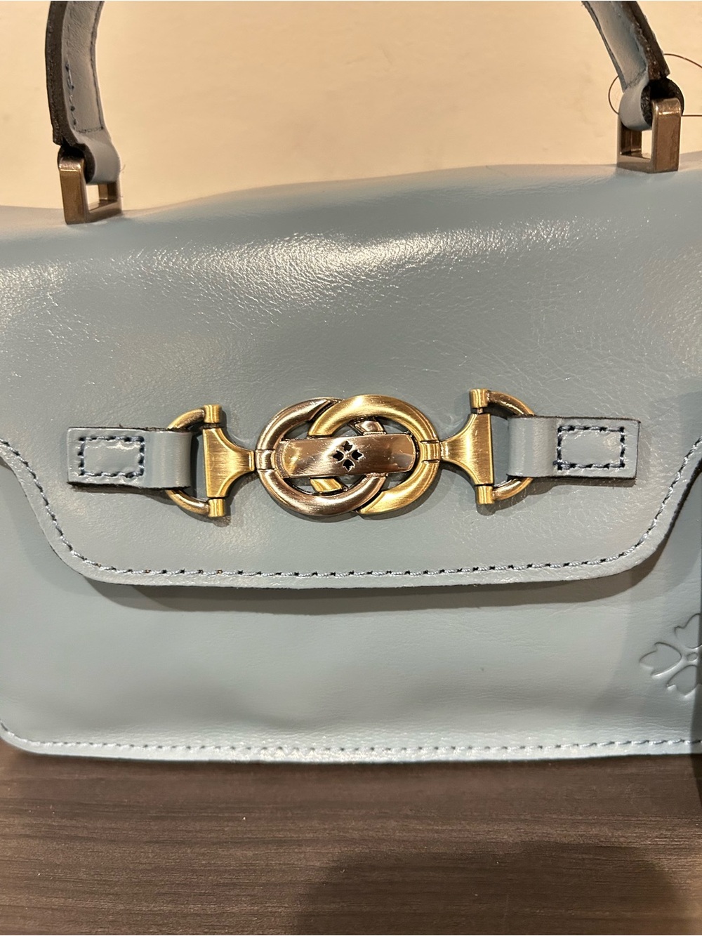Patricia Nash Blue Fog Leather Porcili Satchel with Crossbody Strap- NWT - Picture 6 of 13